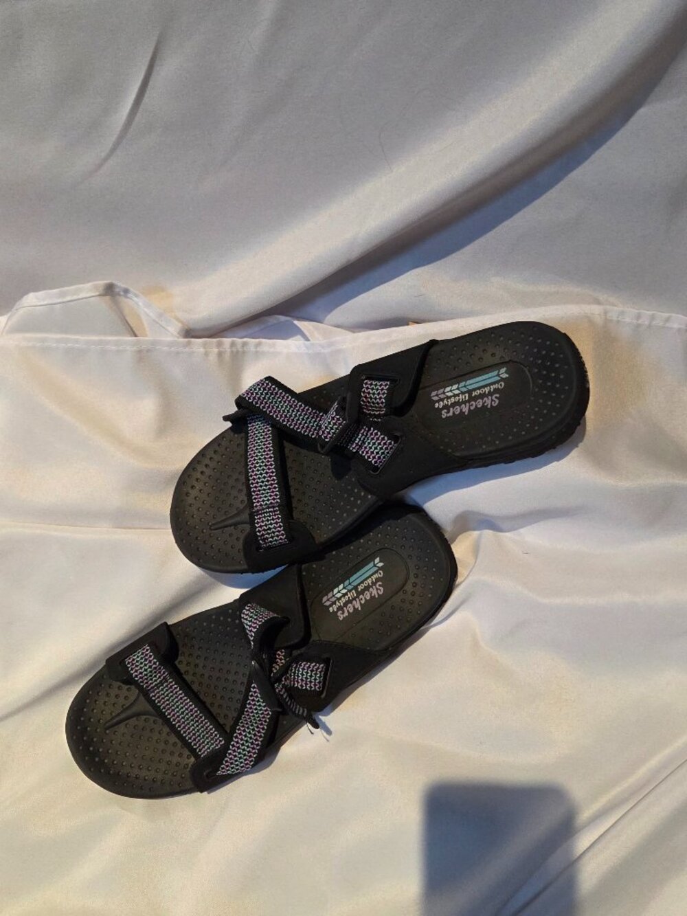 Skechers Outdoor Lifestyle Black Slide Sandals, Women's Size